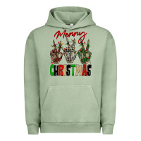 Pigment Oil Green Merry Christmas skeleton hands Urban Hoodie - NancyCooperArtShop