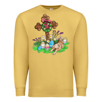Antique Gold religious easter bunny cross Premium Sweatshirt - AdoDesignShop