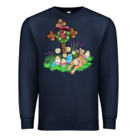 Navy religious easter bunny cross Premium Sweatshirt - AdoDesignShop