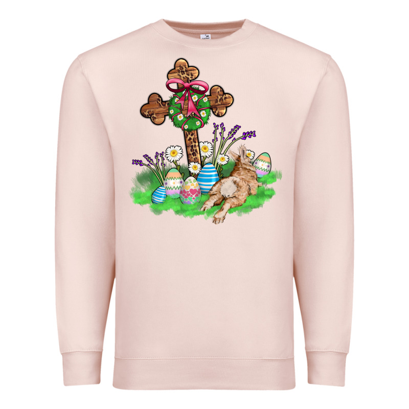 Religious Easter Bunny Cross Premium Sweatshirt by AdoDesignShop | Teevron