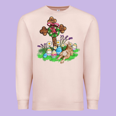 Religious Easter Bunny Cross Premium Sweatshirt Designed By Adodesignshop
