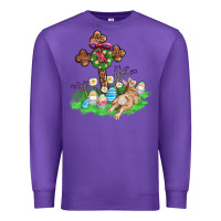 Purple religious easter bunny cross Premium Sweatshirt - AdoDesignShop