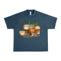 Midnight Navy coffee cups tiger with coffee beans Urban Heavy Tee - texasbilliewilder
