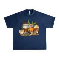 Navy coffee cups tiger with coffee beans Urban Heavy Tee - texasbilliewilder