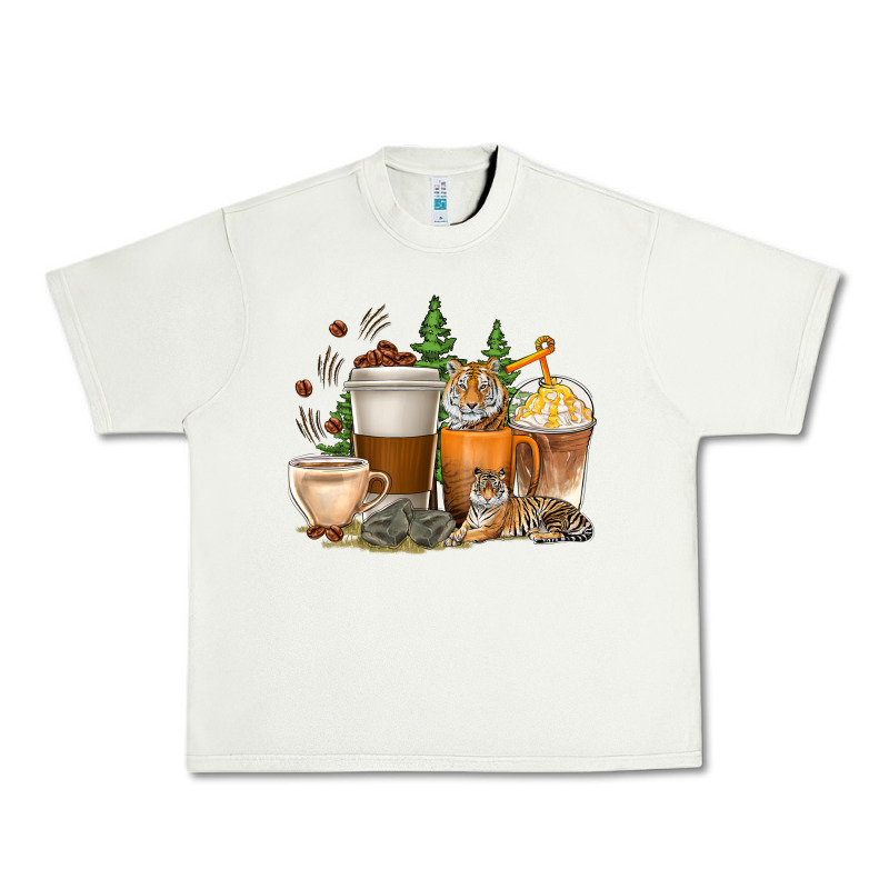 Coffee Cups Tiger With Coffee Beans Urban Heavy Tee by texasbilliewilder | Teevron