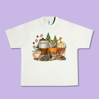 Urban Heavy Tee coffee cups tiger with coffee beans