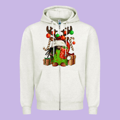 Christmas Afro Gnomes Zipper Hoodie Designed By Fadigitalartstudio