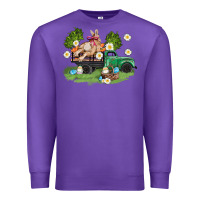 Purple easter truck with bunny Premium Sweatshirt - AdoDesignShop