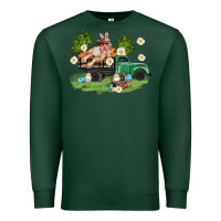 Sports Green easter truck with bunny Premium Sweatshirt - AdoDesignShop