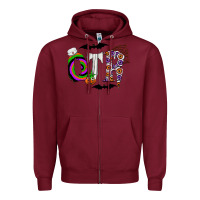 Burgundy otr Zipper Hoodie - CowhideDigitalArt