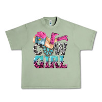 Oil Green cow girl Urban Heavy Tee - texasbilliewilder