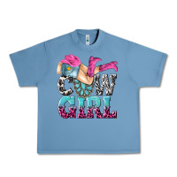 Pebble Blue cow girl Urban Heavy Tee - texasbilliewilder