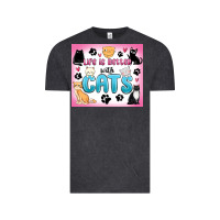 Vintage Black life is better with cats Vintage Tee - MaliasSmallBusiness