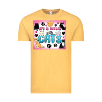 Vintage Mustard life is better with cats Vintage Tee - MaliasSmallBusiness
