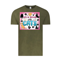 Vintage Olive life is better with cats Vintage Tee - MaliasSmallBusiness