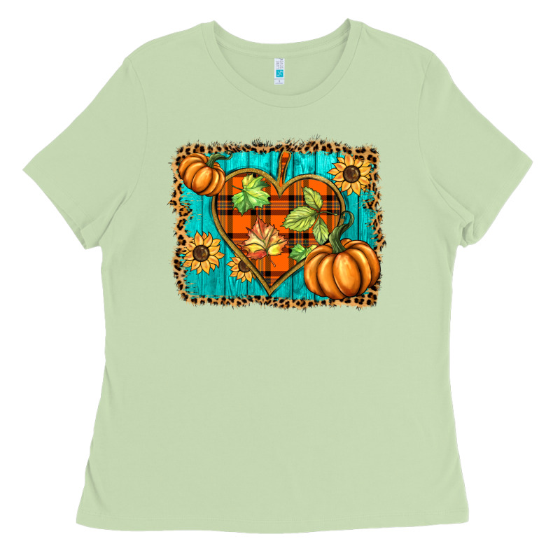 Fall Pumpkins And Sunflowers Heart Ladies Tee by BarkalooDesign | Teevron