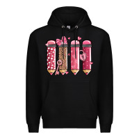 Black valentine' day teacher school pencils Premium Hoodie - MaliasSmallBusiness