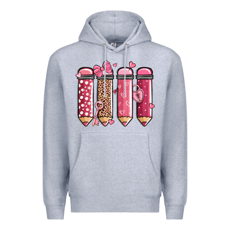 Valentine' Day Teacher School Pencils Premium Hoodie by MaliasSmallBusiness | Teevron