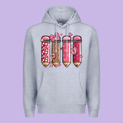 Valentine' Day Teacher School Pencils Premium Hoodie Designed By Maliassmallbusiness