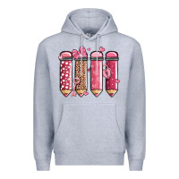 Heather Grey valentine' day teacher school pencils Premium Hoodie - MaliasSmallBusiness