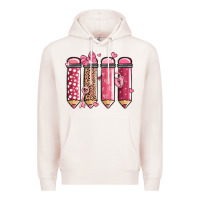 Pale Pink valentine' day teacher school pencils Premium Hoodie - MaliasSmallBusiness
