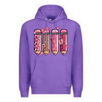 Purple valentine' day teacher school pencils Premium Hoodie - MaliasSmallBusiness