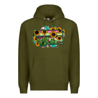 Army Green Montana Map Sunflower Cactus Serape Premium Hoodie - RanaPortraitStore
