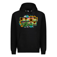 Black Montana Map Sunflower Cactus Serape Premium Hoodie - RanaPortraitStore