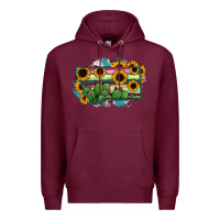 Burgundy Montana Map Sunflower Cactus Serape Premium Hoodie - RanaPortraitStore