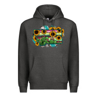 Charcoal Heather Montana Map Sunflower Cactus Serape Premium Hoodie - RanaPortraitStore