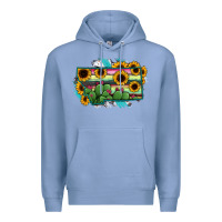 Colony Blue Montana Map Sunflower Cactus Serape Premium Hoodie - RanaPortraitStore