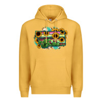 Mustard Montana Map Sunflower Cactus Serape Premium Hoodie - RanaPortraitStore