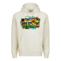 Oatmeal Heather Montana Map Sunflower Cactus Serape Premium Hoodie - RanaPortraitStore