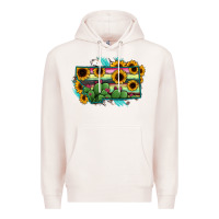 Pale Pink Montana Map Sunflower Cactus Serape Premium Hoodie - RanaPortraitStore