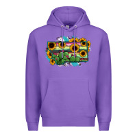 Purple Montana Map Sunflower Cactus Serape Premium Hoodie - RanaPortraitStore