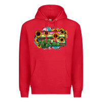 Red Montana Map Sunflower Cactus Serape Premium Hoodie - RanaPortraitStore