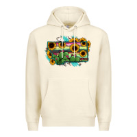 Sandshell Montana Map Sunflower Cactus Serape Premium Hoodie - RanaPortraitStore