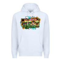 White Montana Map Sunflower Cactus Serape Premium Hoodie - RanaPortraitStore