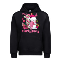 Black My 1st. pink Christmas with cute snowman Urban Hoodie - NancyCooperArtShop
