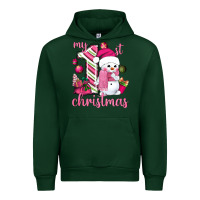 Forest Green My 1st. pink Christmas with cute snowman Urban Hoodie - NancyCooperArtShop