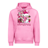 Fuchsia Pink My 1st. pink Christmas with cute snowman Urban Hoodie - NancyCooperArtShop
