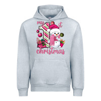 Heather Grey My 1st. pink Christmas with cute snowman Urban Hoodie - NancyCooperArtShop