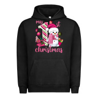Pigment Black My 1st. pink Christmas with cute snowman Urban Hoodie - NancyCooperArtShop