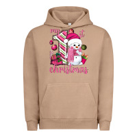 Pigment Burro My 1st. pink Christmas with cute snowman Urban Hoodie - NancyCooperArtShop
