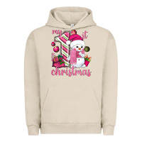 Pigment French Oak My 1st. pink Christmas with cute snowman Urban Hoodie - NancyCooperArtShop