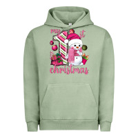 Pigment Oil Green My 1st. pink Christmas with cute snowman Urban Hoodie - NancyCooperArtShop