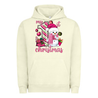 Pigment Pistachio My 1st. pink Christmas with cute snowman Urban Hoodie - NancyCooperArtShop