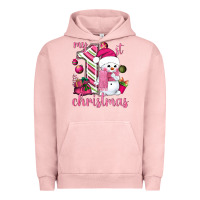 Pigment Salmon My 1st. pink Christmas with cute snowman Urban Hoodie - NancyCooperArtShop