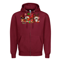 Burgundy christmas afro gnomies Zipper Hoodie - FaDigitalArtStudio