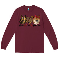 Burgundy peace love shiba inu Long Sleeve Tee - RanaPortraitStore